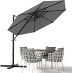 Devoko 10ft Cantilever Patio Umbrella, Round Large Outdoor Umbrella by DEVOKO
