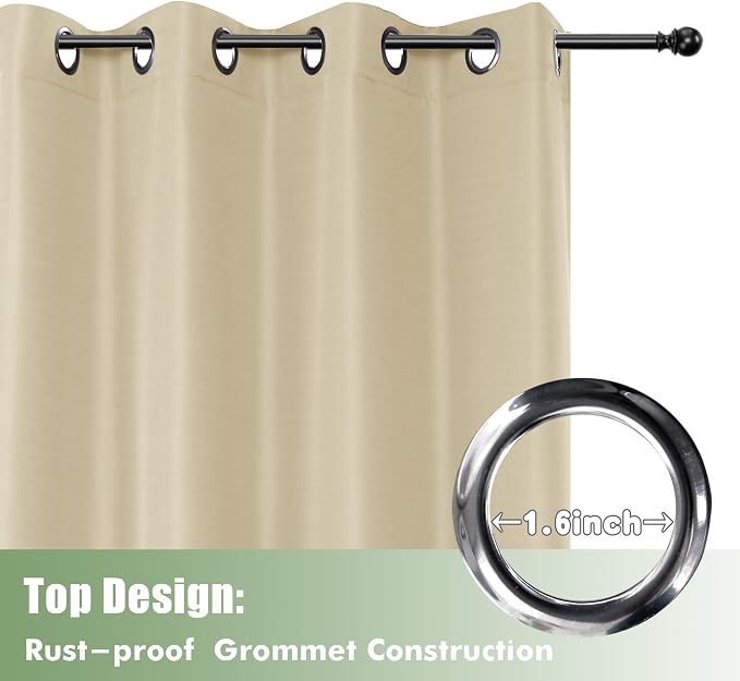 Extra Wide Outdoor Curtains for Patio Waterproof 6 Pcs 110x84 Inch Cream | - Image 4