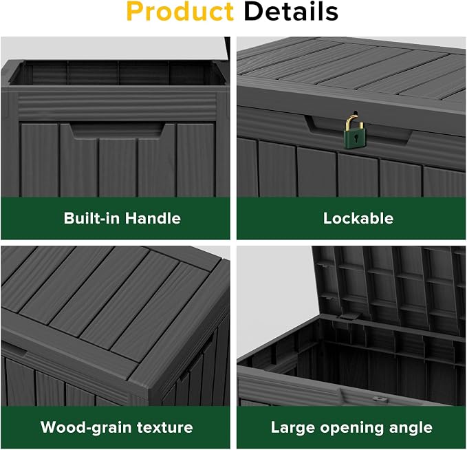 44 Gallon Outdoor Deck Box, Lockable Waterproof Outdoor Storage Boxes - Image 4