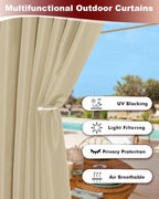 Grommet Outdoor Curtains for Patio Waterproof 8 Pcs 54x95 In Cream | - Image 3