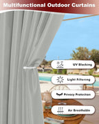 Grommet Outdoor Curtains for Patio Waterproof 8 Pcs 54x120 In Silver Grey | - Image 3