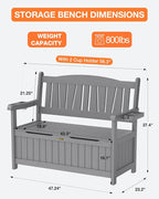 YEFU Outdoor Bench Set of 2, Heavy Duty Garden Storage Bench, Weatherproof - Image 2