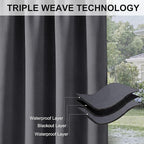 RYB HOME Outdoor Curtains for Patio Waterproof Privacy Thermal Insulated | - Image 6