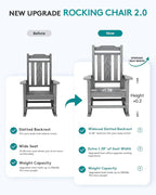 SERWALL Outdoor Rocking Chair, HDPE Rocking Chair Outdoor, Unique Gray - Image 2