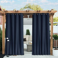NICETOWN 2 Panels Outdoor Curtains Waterproof Fixed Bottom W52xL95 Navy | by NICETOWN