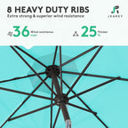 JEAREY 9FT Outdoor Patio Umbrella, Market Umbrella, Peacock Blue | Outdoor - Image 5