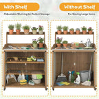 Potting Bench with Storage & Wheels, Mobile Outdoor Cabinet - Image 5