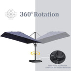 PURPLE LEAF Patio Cantilever Umbrella 10' x 13' Large Space - Image 9