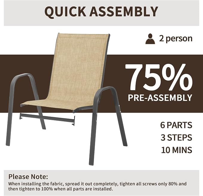 Patio Chairs Set of 8, Outdoor Dining Chairs - Image 6
