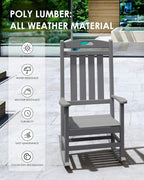 Outdoor Rocking Chair, All-Weather Resistant Poly Lumber Rocker Chair Outdoor - Image 4