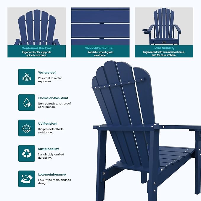 THOEOE Stackable Adirondack Chair Set of 4, Fire Pit Chairs Set of 4 | HDPE - Image 6