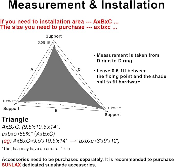 Sun Shade Sail 13' x 13' x 13' Sand Triangle Shade Canopy | Outdoor sun shade - Image 3
