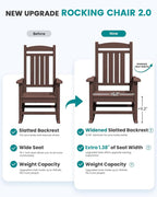 SERWALL Outdoor Rocking Chair Set of 4, Patio Rocking Chair, Coffee | HDPE - Image 4