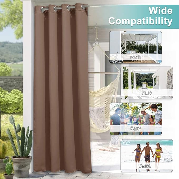 NICETOWN Outdoor Curtains for Patio W100 x L84 inch 2 Pieces, Sun Blocking - Image 5