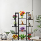 5 Tier 14 Potted Charcoal Grey Metal Large Plant Stand Indoor Outdoor Flower - Image 3