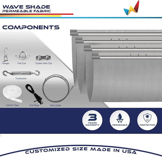 Windscreen4less 4' x 13' Retractable Sun Shade Canopy Cover Sliding Wave Shade - Image 4
