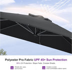 PURPLE LEAF Patio Outdoor Umbrella 9' x 9' Square All-Weather Black | Large - Image 4