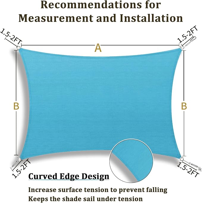 Shade&Beyond 7'x15' Sun Shade Sail Canopy Rectangle, UV Block Breathable Curved - Image 5