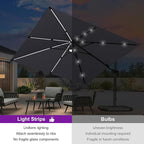 PURPLE LEAF Patio Umbrella W/Base Left-right Tilt 10FT LED, Light Grey | Create - Image 2