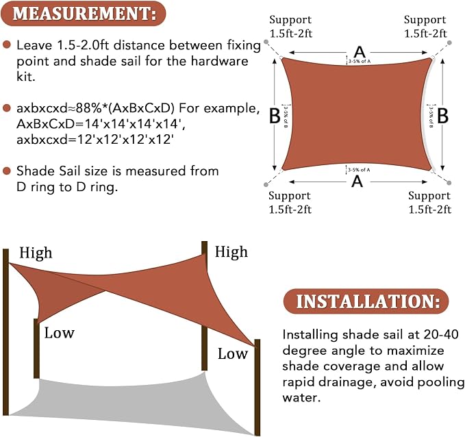 Shade&Beyond 14'x20' Sun Shade Sail Canopy Rectangle, UV Block Breathable - Image 6