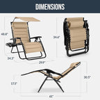 Best Choice Products Oversized Padded Zero Gravity Chair w/Canopy Headrest Cup - Image 2