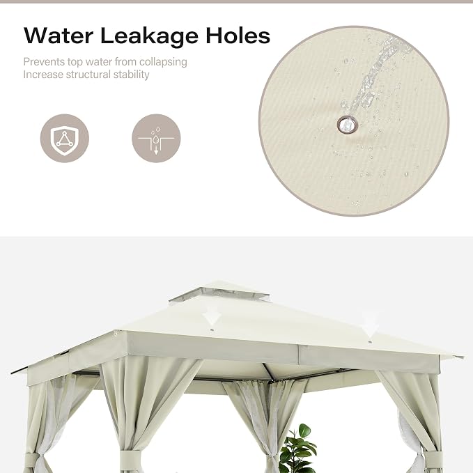 8'x8' Outdoor Gazebo, Heavy Duty Metal Frame Patio Canopy - Image 7