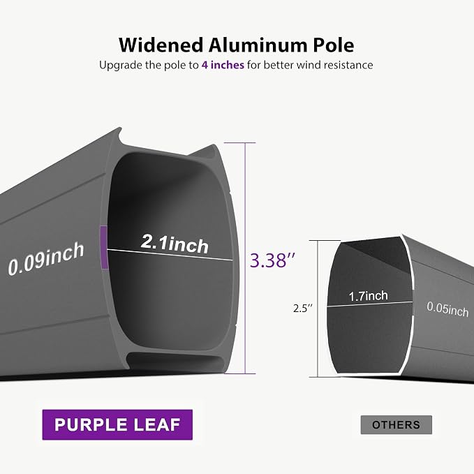 PURPLE LEAF Sunbrella Patio Cantilever Umbrella 12' X 12' Canvas Natural | - Image 6