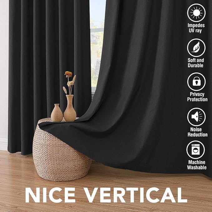 H.VERSAILTEX Linen Blackout Curtains 108 Inches Long 100% Blackout Thermal - Image 7