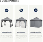 10'x10' Outdoor Gazebo with LED Lights, Metal Heavy Duty Patio Canopy Tent with - Image 5