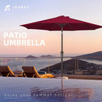JEAREY 10 ft Outdoor Patio Umbrella w/Tilt and Crank, Wine Red | 8 Sturdy Ribs - Image 7