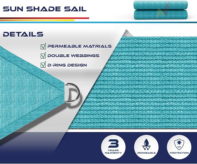 Windscreen4less 25' x 25' x 25' Sun Shade Sail Triangle Outdoor Canopy Cover UV - Image 3