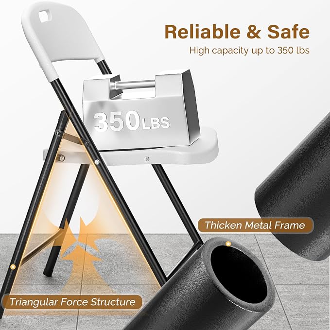 Bonnlo 20-Pack White Plastic Folding Chairs, Portable Seat - Image 6