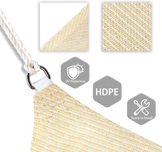 Patio Paradise 17' x 17' x 17' Sun Shade Sail Triangle Canopy Shade Cloth - Image 3
