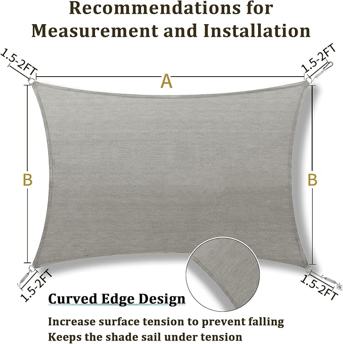 Shade&Beyond 4'x6' Sun Shade Sail Canopy Rectangle, UV Block Breathable Curved - Image 5