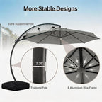 Outdoor Patio Umbrella with Base included, 11 FT Deluxe Curvy Cantilever - Image 8