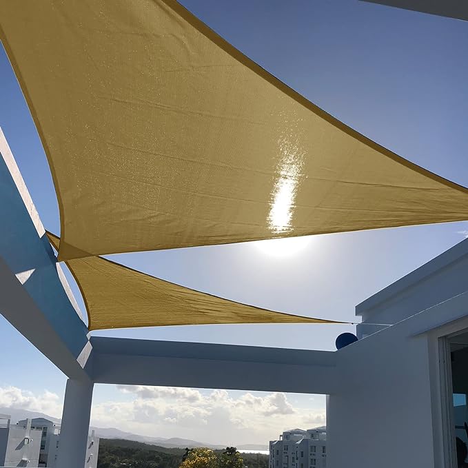 SUNNY GUARD Custom Size 14'x24'x27.8' Triangle Sand UV Block Sunshade by SUNNYGUARD