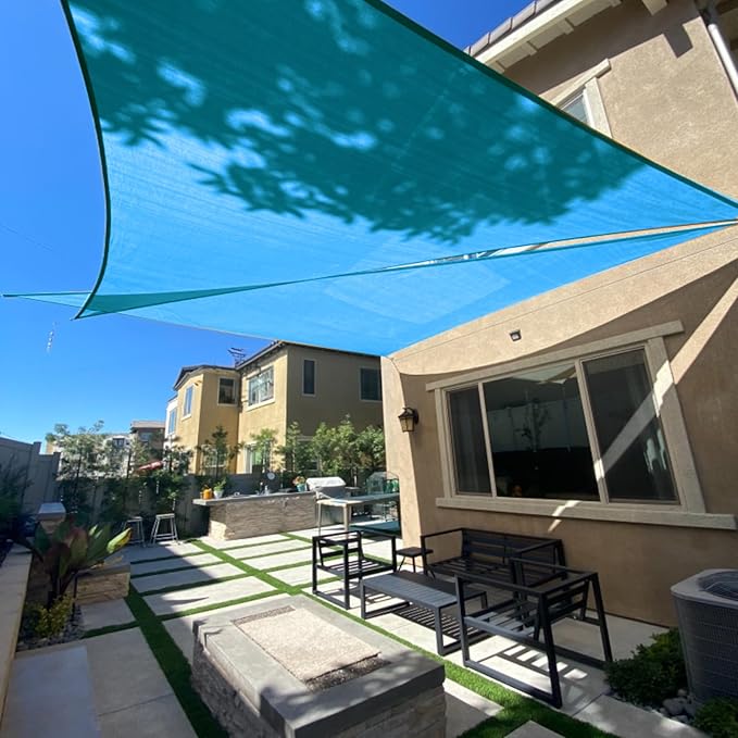 Sun Shade Sail 10' x 10' x 14' Turquoise Blue Right Triangle | Outdoor sun by SUNLAX