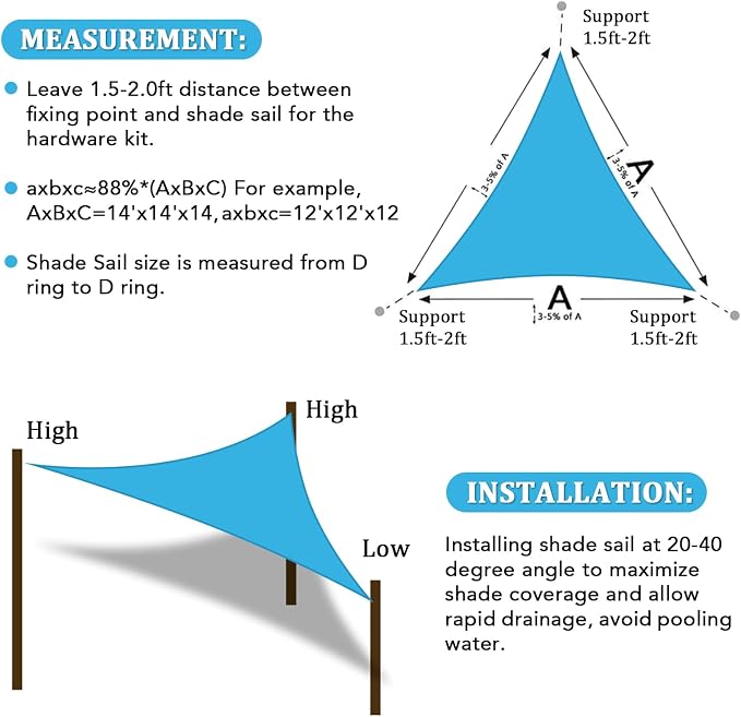 Shade&Beyond Custom Sun Shade Sail 14'x19'x23.6' Triangle Sun Sail Shades Patio - Image 6