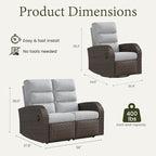 Oversized 3 Pieces Wicker Outdoor Recliner Loveseat - Image 2