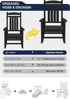 Oversized Outdoor Rocking Chairs Set of 4, HDPE Porch Rocker - Image 4