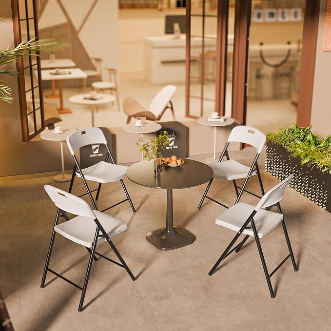 Bonnlo 6-Pack White Plastic Folding Chairs, Portable Seat - Image 9