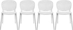 2xhome Set of 4 Patio Dining Chairs | Modern Stackable Outdoor Pool Side Chair by 2xhome