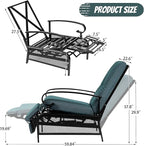 Incbruce Outdoor Lounge Chair Set of 2 Patio Furniture Adjustable Recliner - Image 3