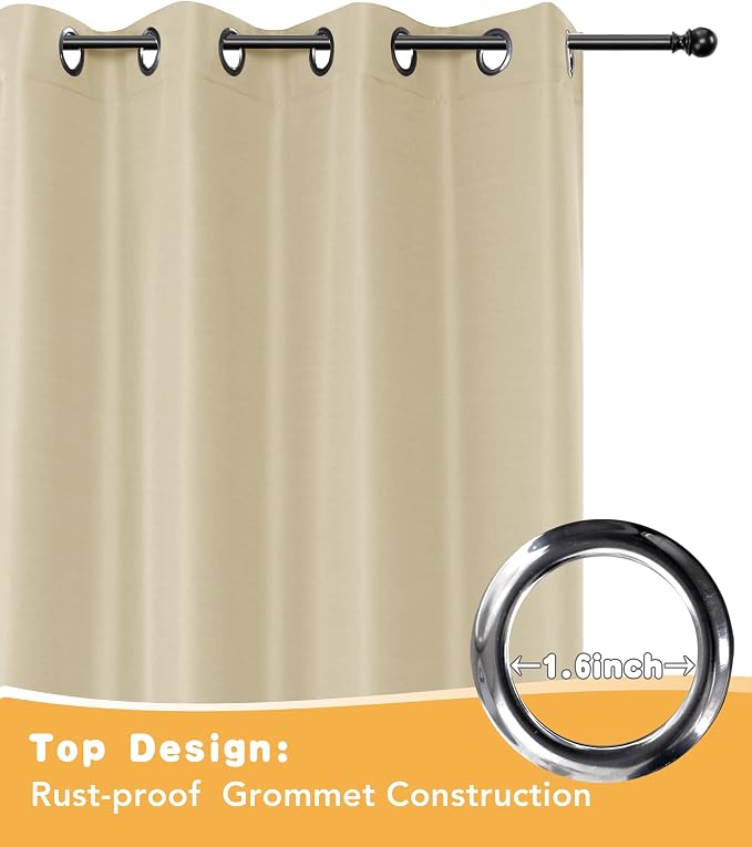 HolidayIdeas Outdoor Curtains for Patio Waterproof 2 Pcs 84x84 Inch Cream | - Image 4