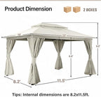 10'x13' Outdoor Gazebo, Metal Frame Heavy Duty Patio Canopy Tent Shelter - Image 2