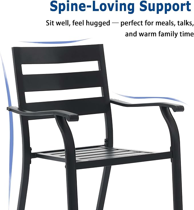 Patio Dining Chairs Set of 4, Metal Patio Furniture Set - Image 3