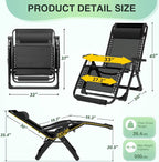 Suteck Oversized Zero Gravity Chair, 500LBS 33" XXL Reclining Lounge Chairs | - Image 3