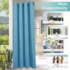 NICETOWN Outdoor Curtain for Patio Waterproof, 1 Panel, W52 x L84, Teal Blue - Image 5