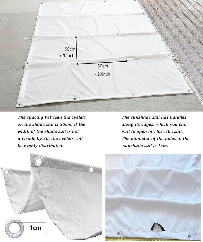 Retractable Wave Shade Cloth Waterproof 12' x 23' Sun Shade Sail Waterproof - Image 4