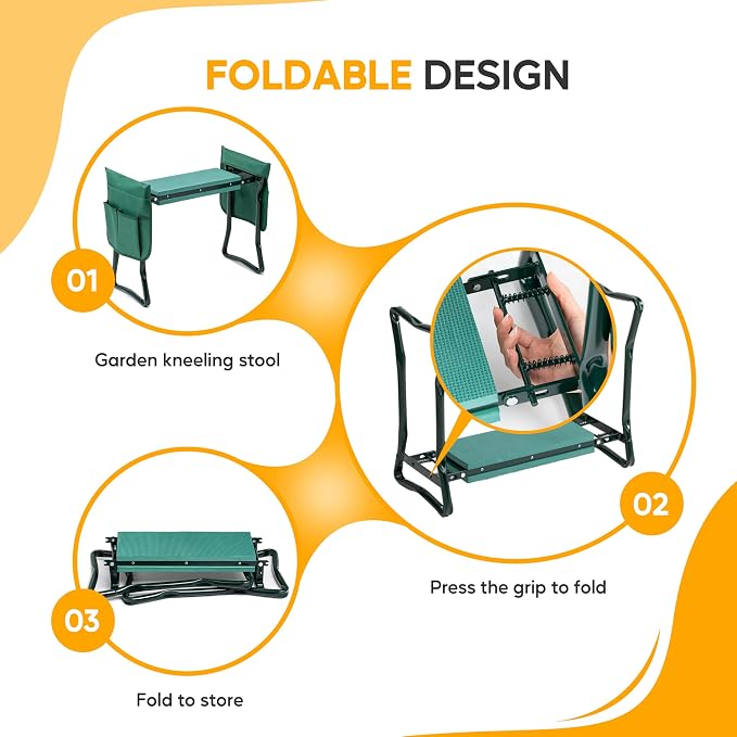 Simple Deluxe Garden Kneeler and Seat, Foldable Kneeling Stool - Image 6
